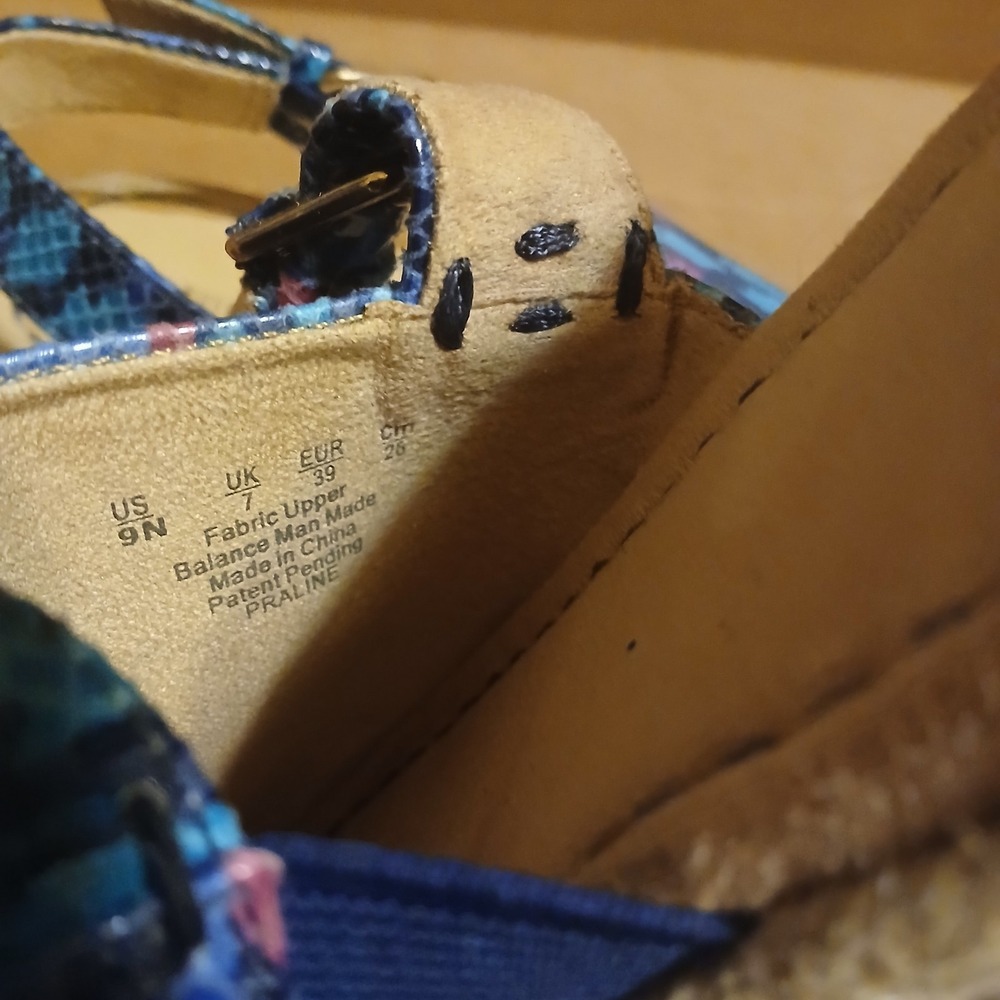 Naturalizer wedge sandals Women 9N Blue Pink Aqua Burlap Wedge - Picture 5 of 6